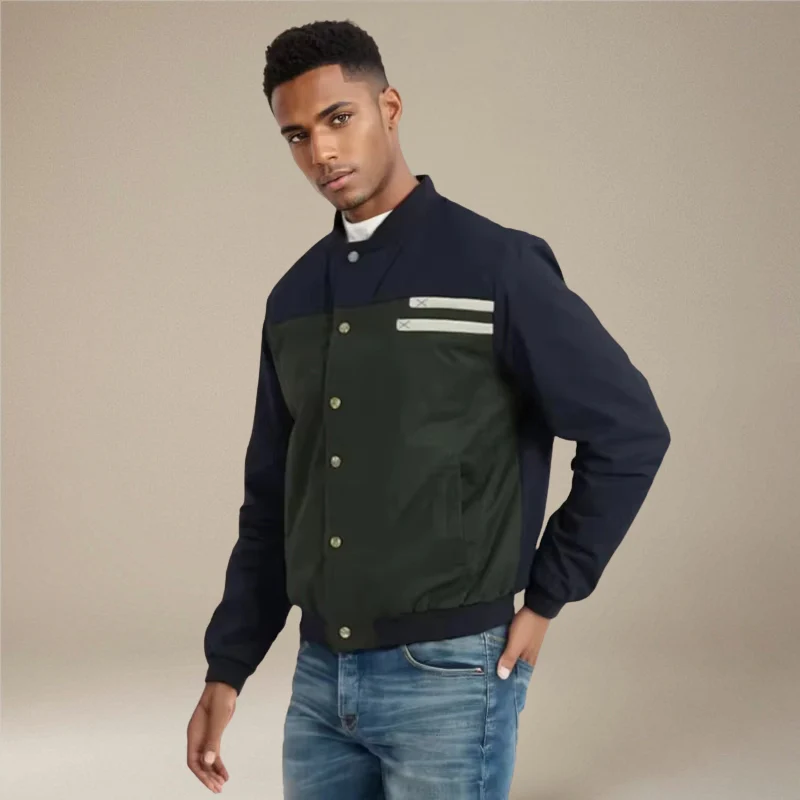David – Striped Button-Up Bomber Jacket - Image 6
