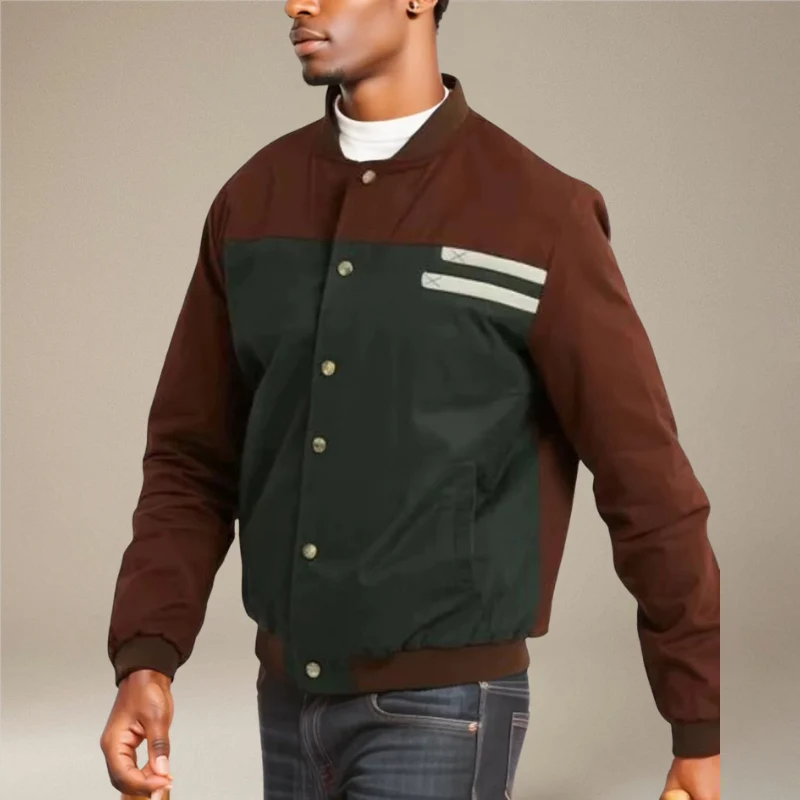 David – Striped Button-Up Bomber Jacket - Image 7
