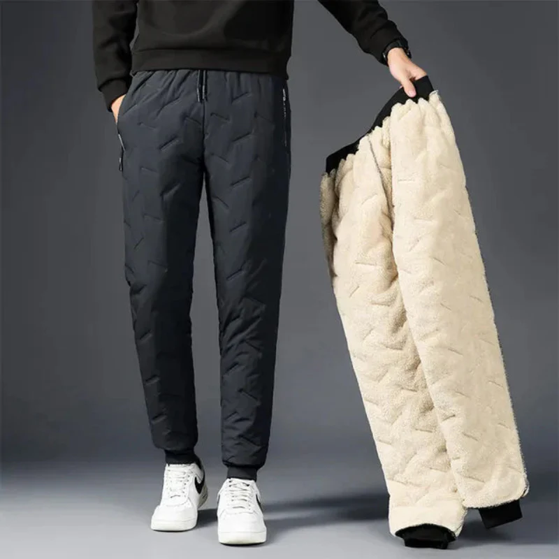 David – Slim Fit Fleece Lined Pants with Pockets and Drawstring - Image 3