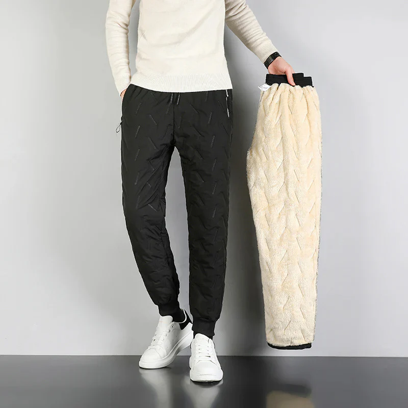 David – Slim Fit Fleece Lined Pants with Pockets and Drawstring - Image 4