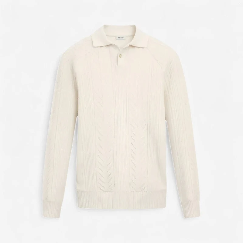 Dexter – Ribbed Hem Sweater with Lapel Collar - Image 2