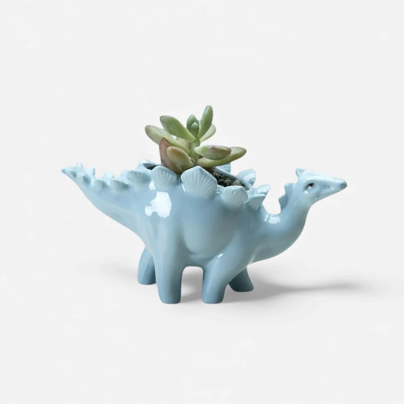 DinoBloom – Decorative Flower Pot with Dinosaur Inspired Sculpture