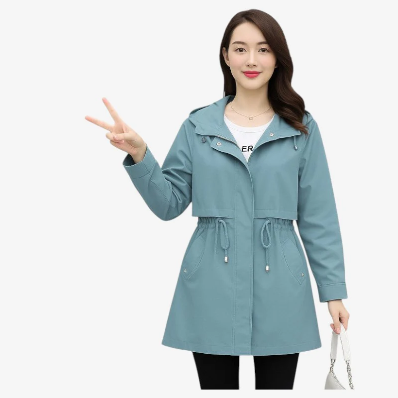 Elara – Hooded Trench Coat with Zip and Long Sleeves - Image 3