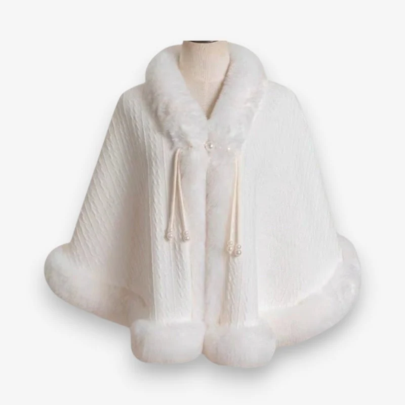 Elina – Long coat with faux fur collar and piping trim - Image 2