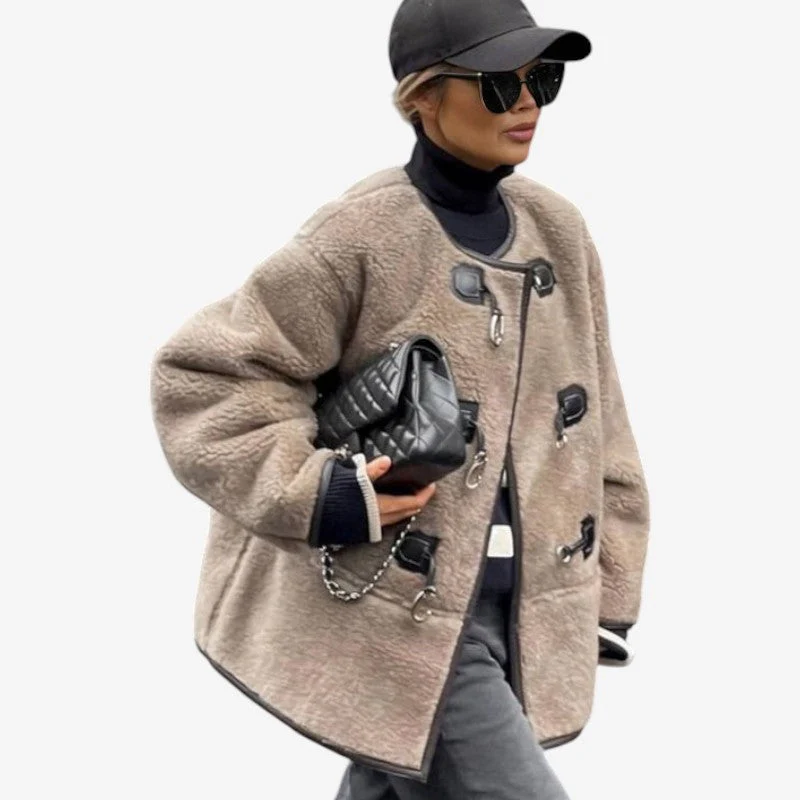 Elina – Long Sleeve Jacket with Crew Neck and Button Closure - Image 2