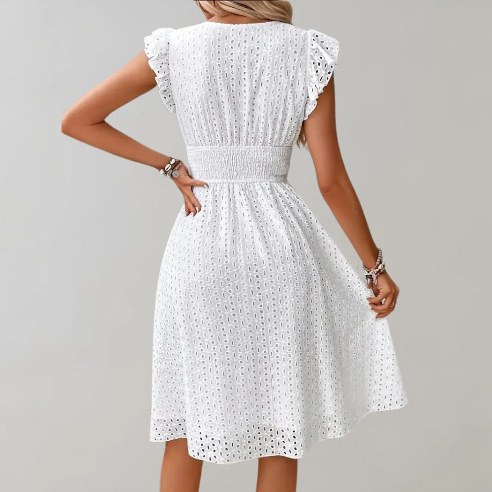 Eline – Mini Dress with V-Neck & Ruffle Sleeves - Image 3