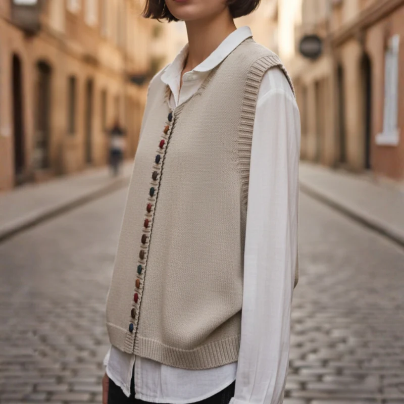Eliza – Women's Round Neckline Sweater with Button Closure - Image 8