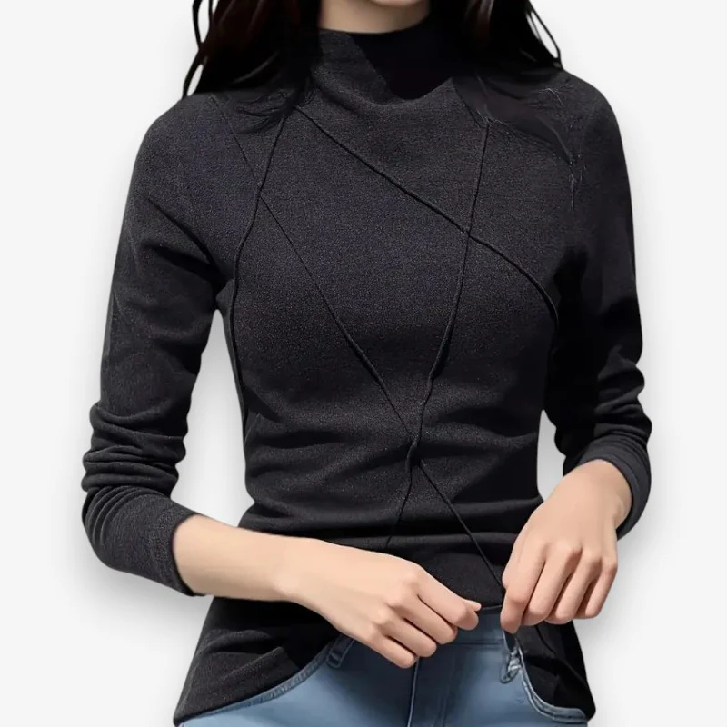 Ella – Crew Neck Sweater with Asymmetrical Hem