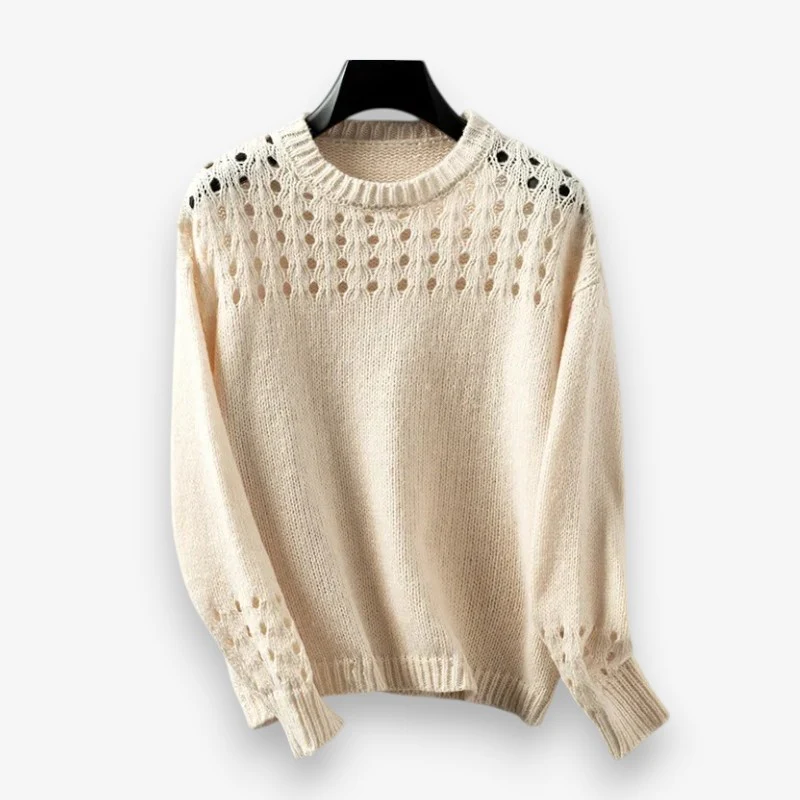 Ella – Long Sleeve Sweater with Round Neck and Ribbed Hem