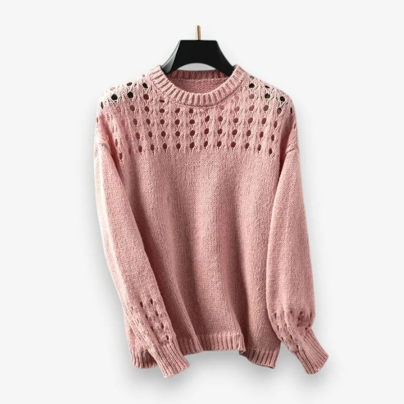 Ella – Long Sleeve Sweater with Round Neck and Ribbed Hem - Image 2