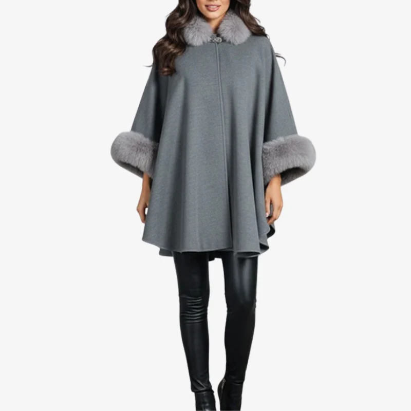 Elora – Loose Fit Long Coat with Faux Fur - Image 3