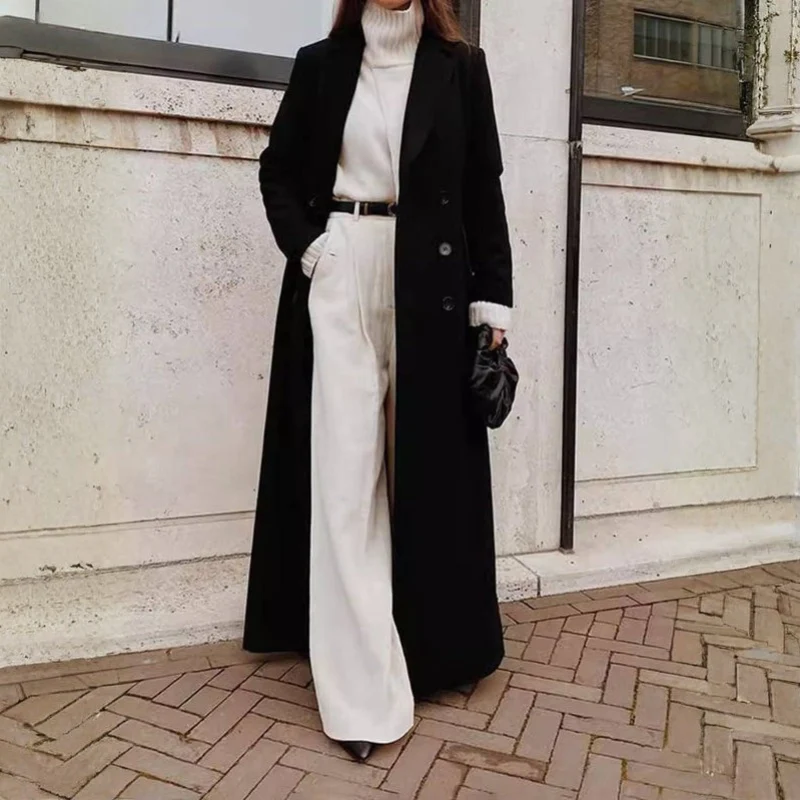 Elora – Long Sleeve Overcoat with Pockets - Image 3