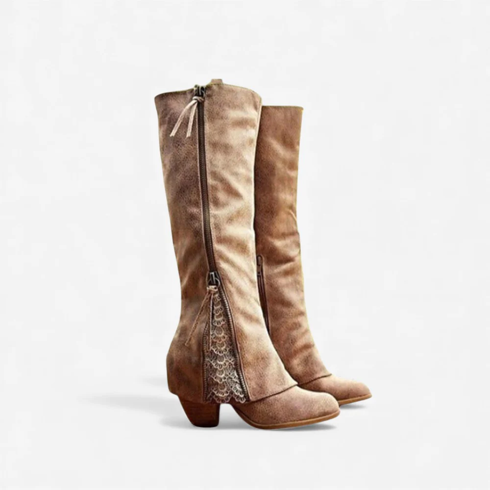 Elora – Round Toe Boots with Adjustable Zipper