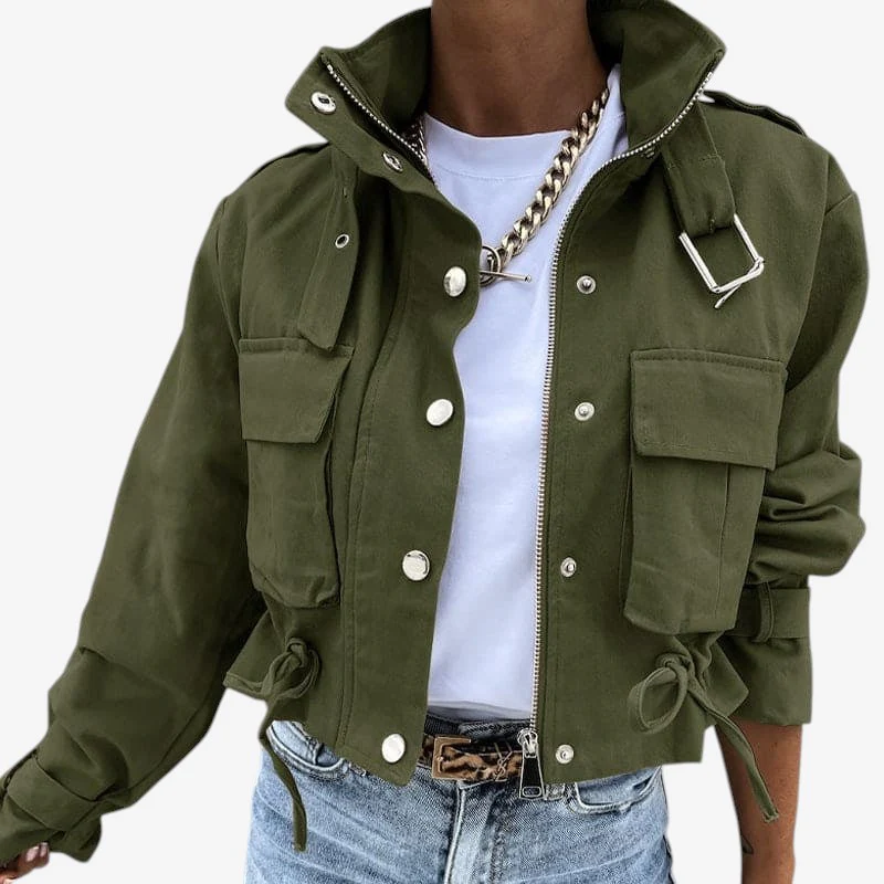 Emma – Long Sleeve Jacket with Pockets and Zip Closure - Image 2