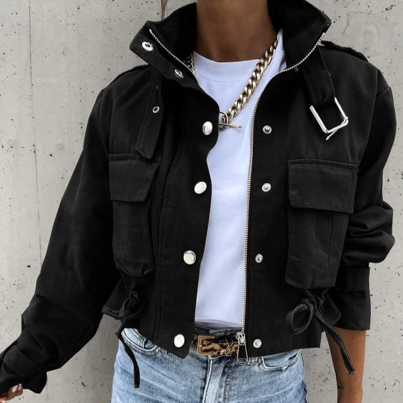 Emma – Long Sleeve Jacket with Pockets and Zip Closure - Image 3