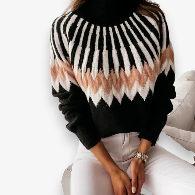 Emma – Long Sleeve Sweater with a zigzag pattern and ribbed hem - Image 2