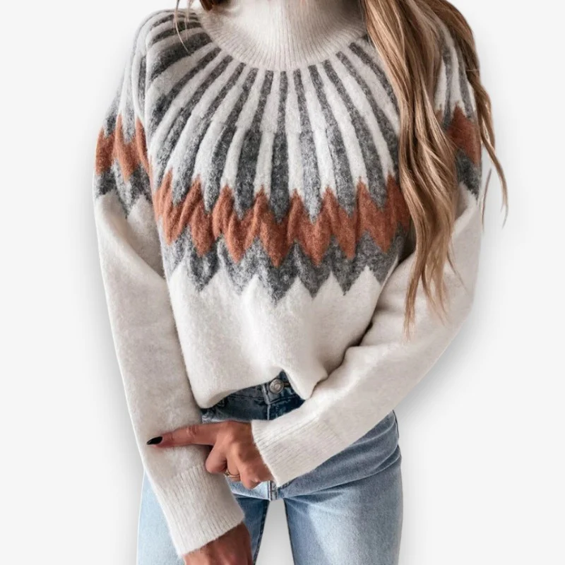 Emma – Long Sleeve Sweater with a zigzag pattern and ribbed hem - Image 3
