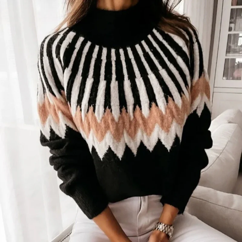 Emma – Long Sleeve Sweater with a zigzag pattern and ribbed hem - Image 5