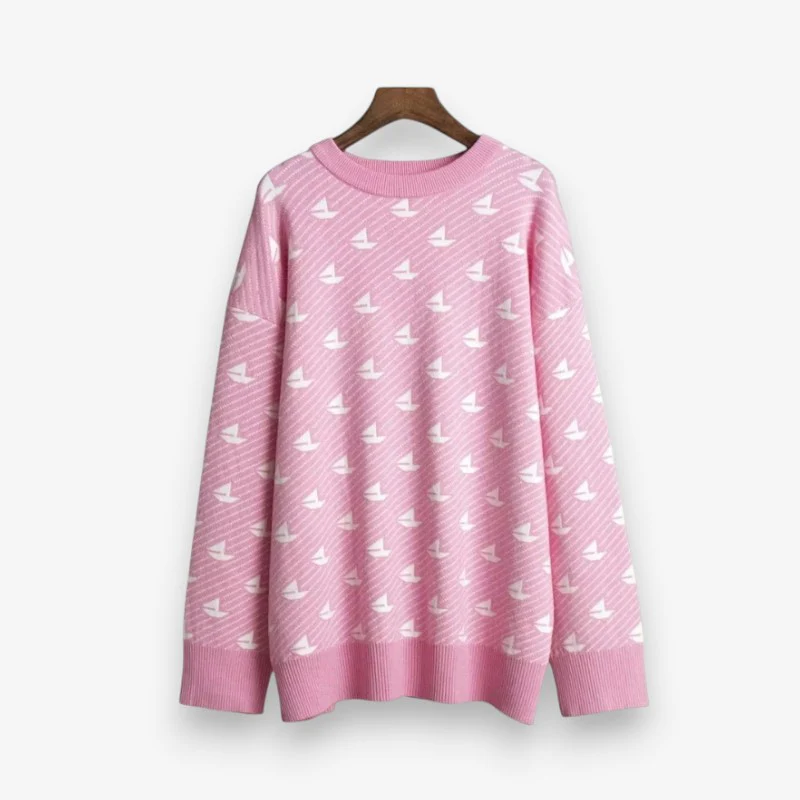 Emma – Loose-fitting Long Sleeve Crew Neck Sweater