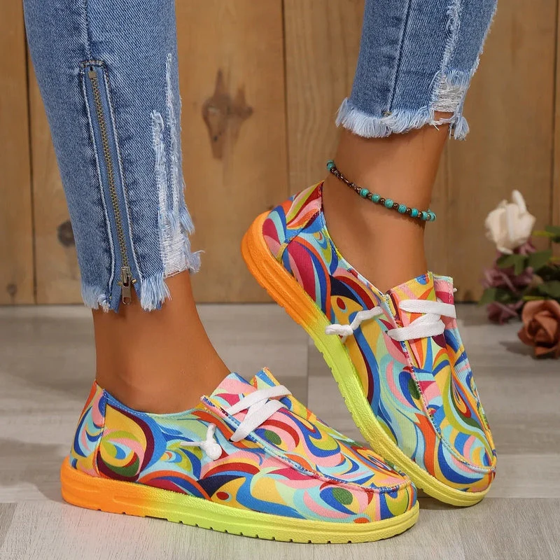 Emma – Printed Sneakers with Flat Sole and Round Toe - Image 2
