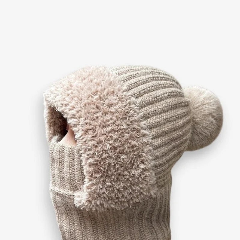 Emma – Round Faux Fur Hat with Integrated Scarf Mask - Image 4