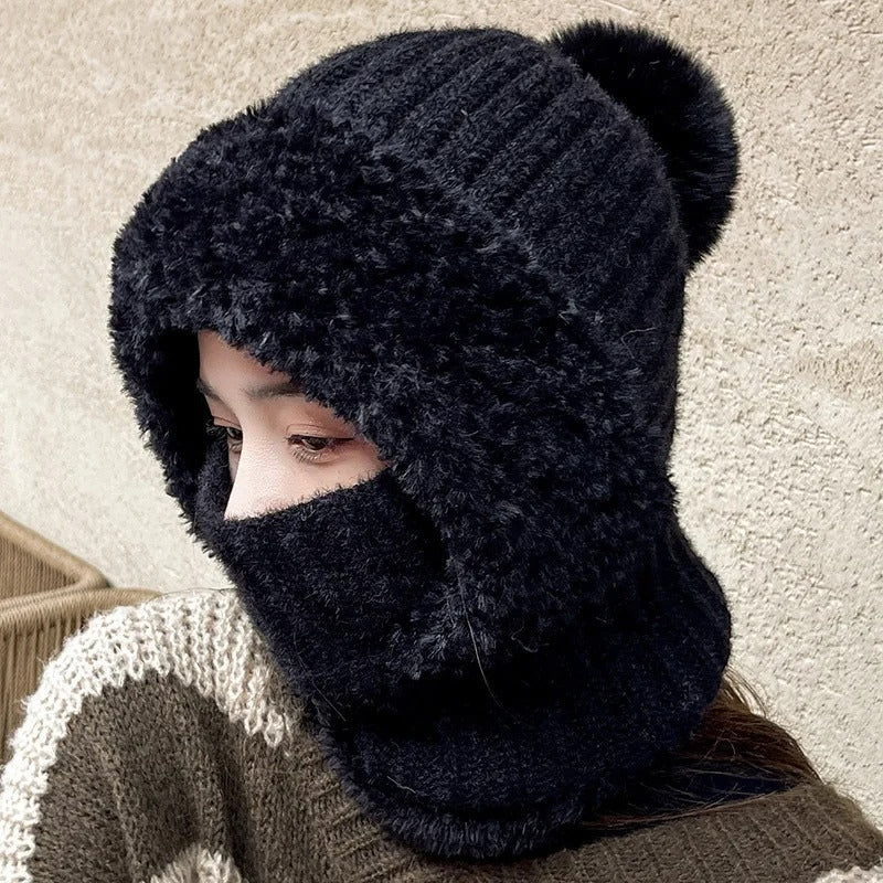 Emma – Round Faux Fur Hat with Integrated Scarf Mask - Image 7