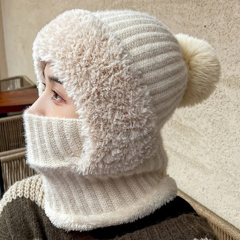 Emma – Round Faux Fur Hat with Integrated Scarf Mask - Image 9