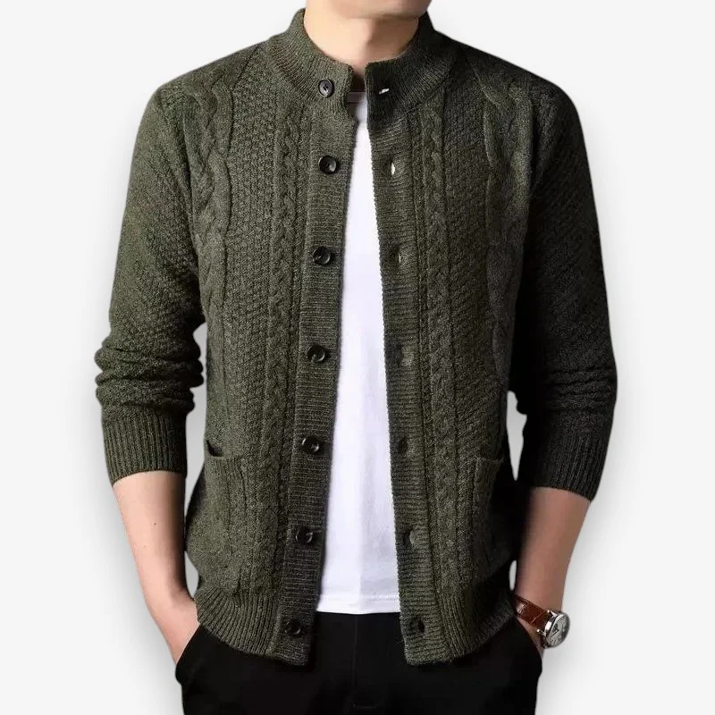 Ethan – Men's Long Sleeve Sweater with Button Closure and Pockets
