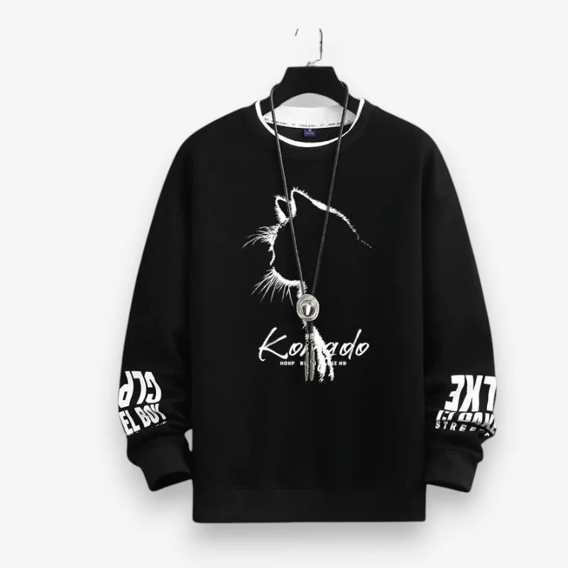 Ethan – Long Sleeve Sweater with Ribbed Hem and Animal Print - Image 2