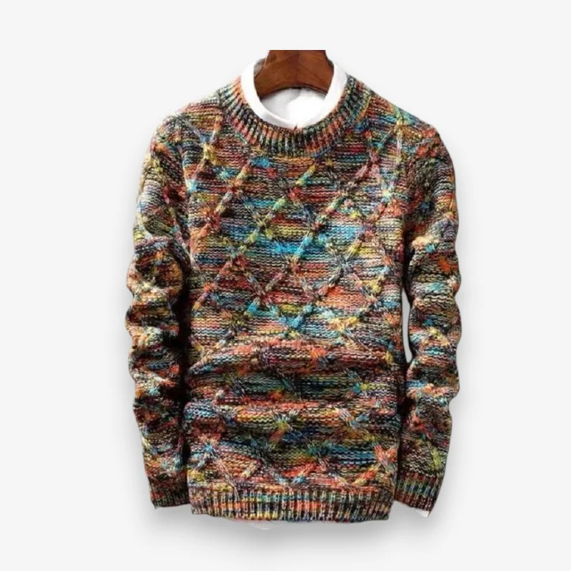 Ethan – Long Sleeve Sweater with Zigzag Knit Pattern - Image 3