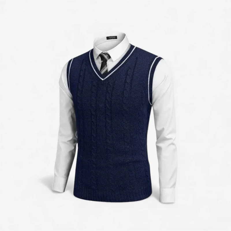 Ethan – Sleeveless V-Neck Sweater with Stripe Pattern - Image 5