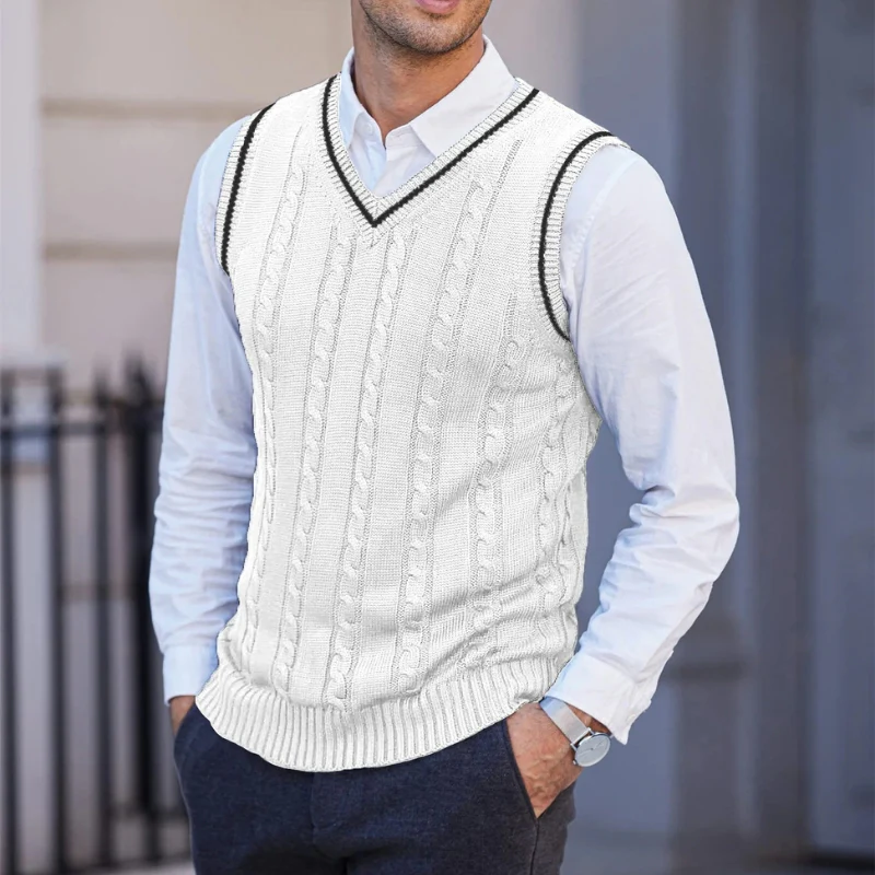 Ethan – Sleeveless V-Neck Sweater with Stripe Pattern - Image 6