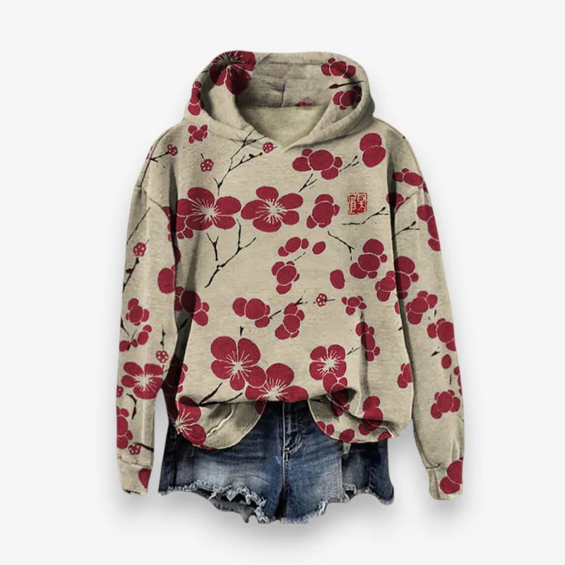 Flora – Long Sleeve Hoodie with Floral Print - Image 3