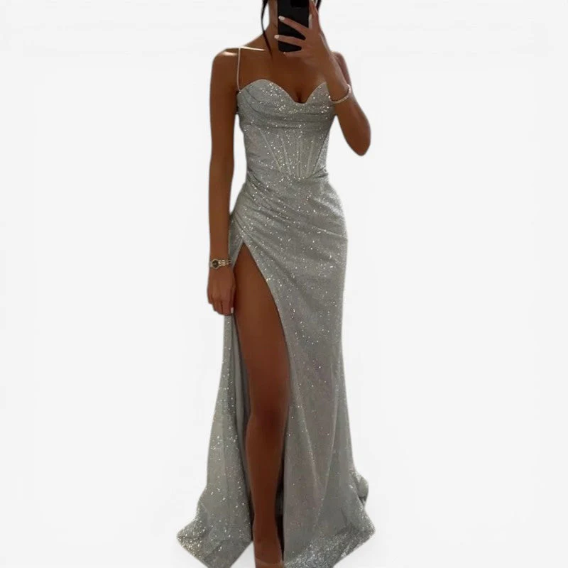 Florence – Long Sleeveless Dress with Side Slit and Thin Straps - Image 3