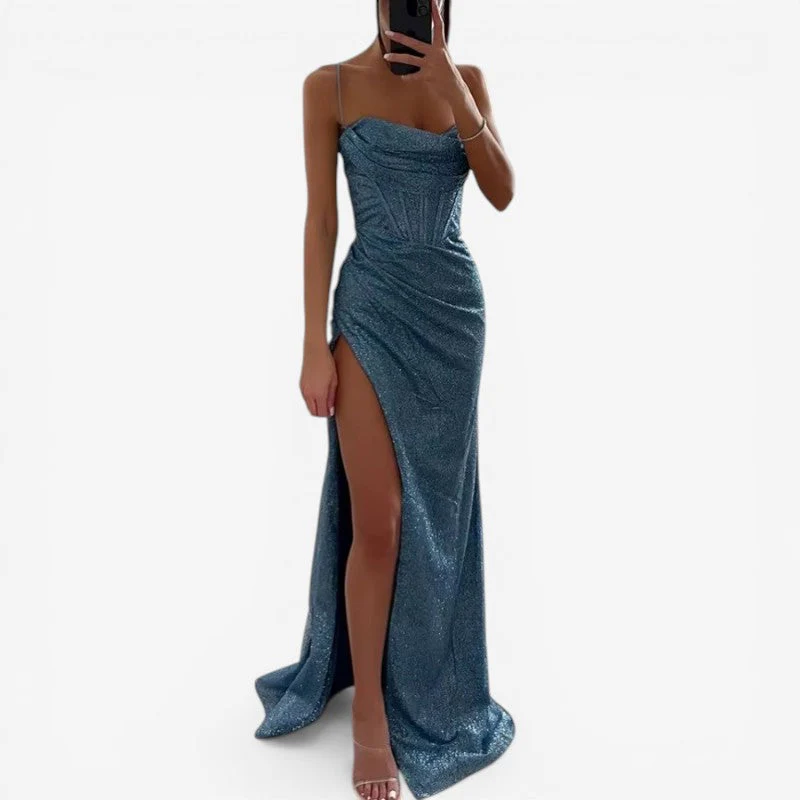 Florence – Long Sleeveless Dress with Side Slit and Thin Straps - Image 4