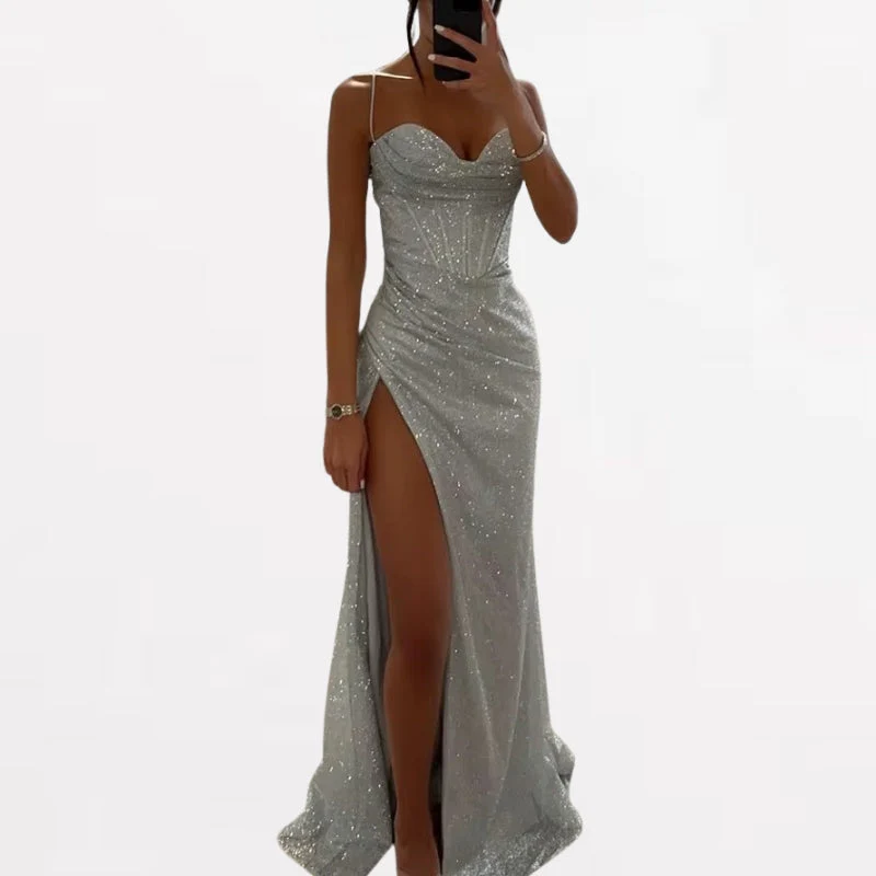 Florence – Long Sleeveless Dress with Side Slit and Thin Straps - Image 7
