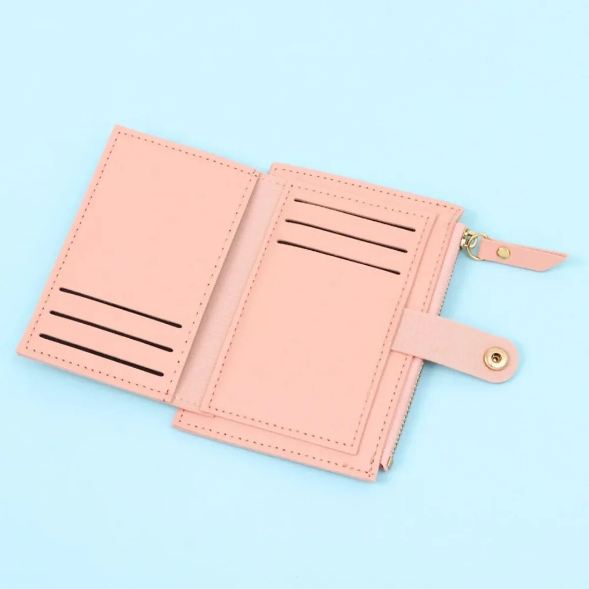 Freya – Thin Wallet with Zipper and Snap Button - Image 7