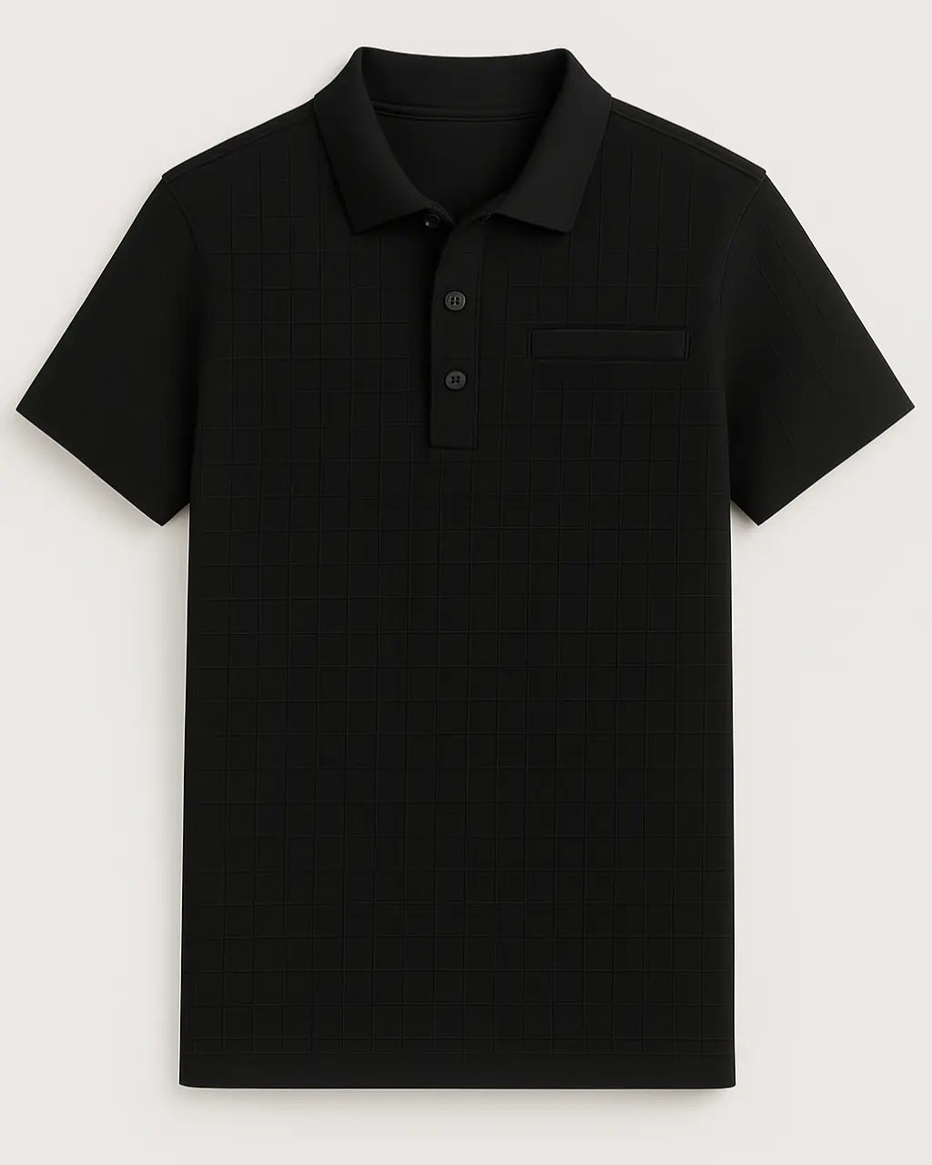 Men's Cotton Blend Knitted Polo Shirt with Button Fastening - Image 3