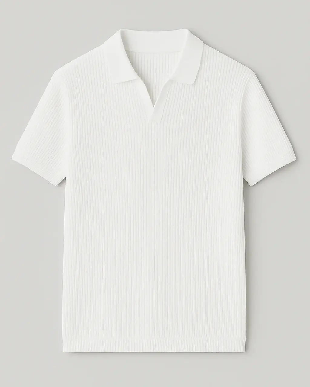 Men's Ribbed Cotton Blend Open Collar Polo - Image 3