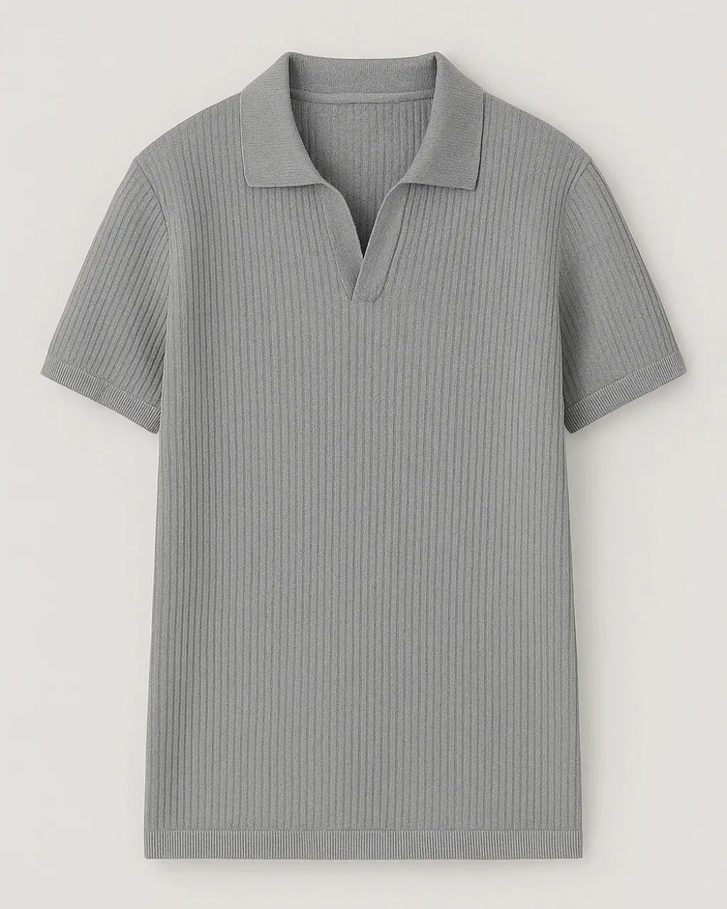 Men's Ribbed Cotton Blend Open Collar Polo - Image 4