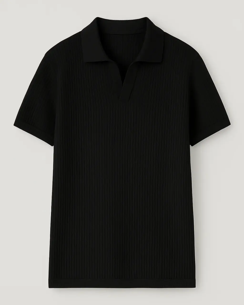 Men's Ribbed Cotton Blend Open Collar Polo - Image 6
