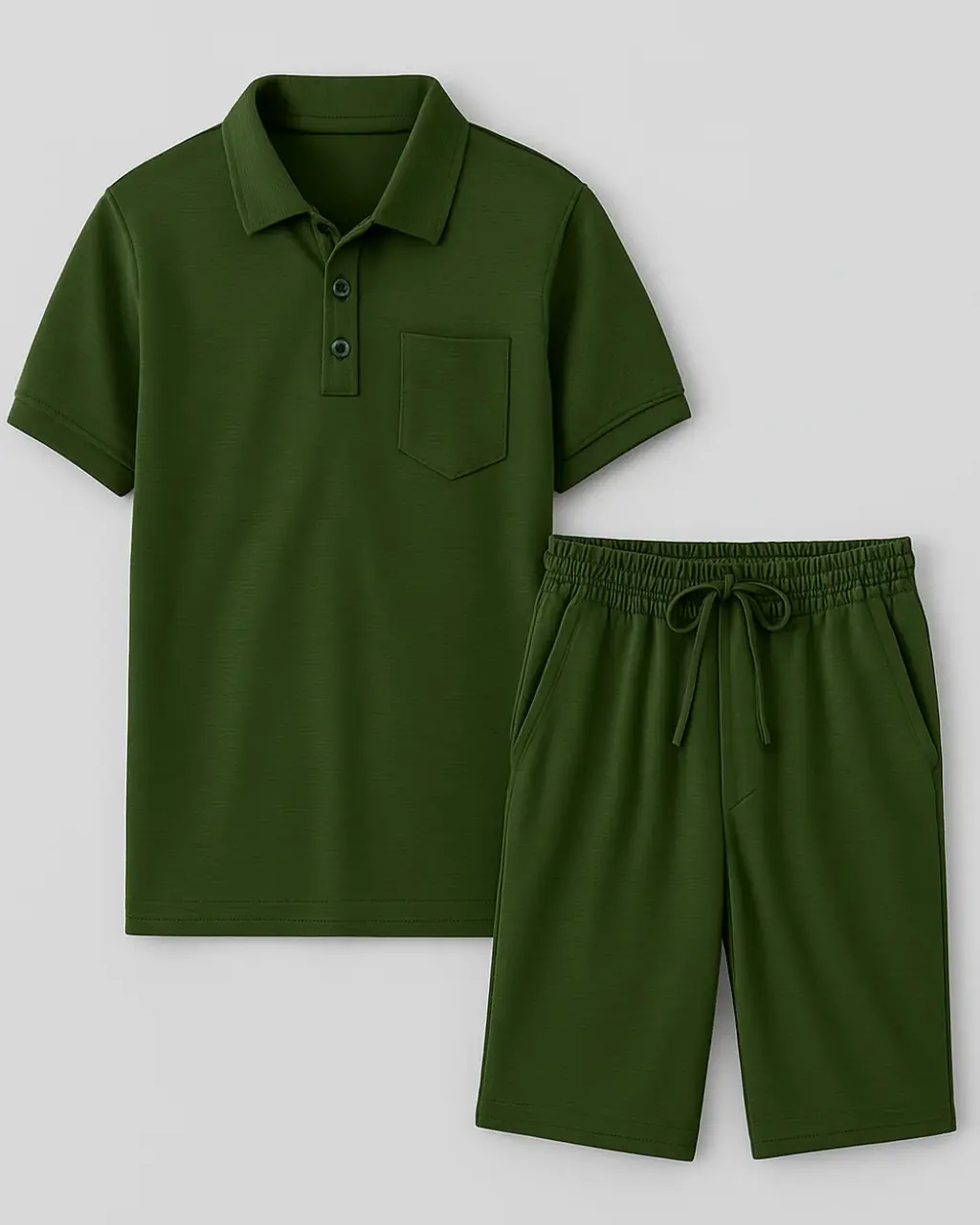 Men's Ribbed Two-Piece Set Deep Green - Image 3