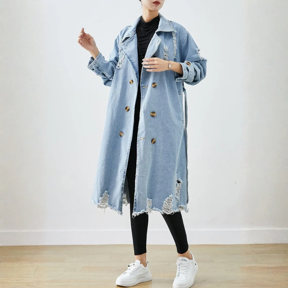 Harper – Long Sleeve Coat with Lapel Collar and Adjustable Belt - Image 2