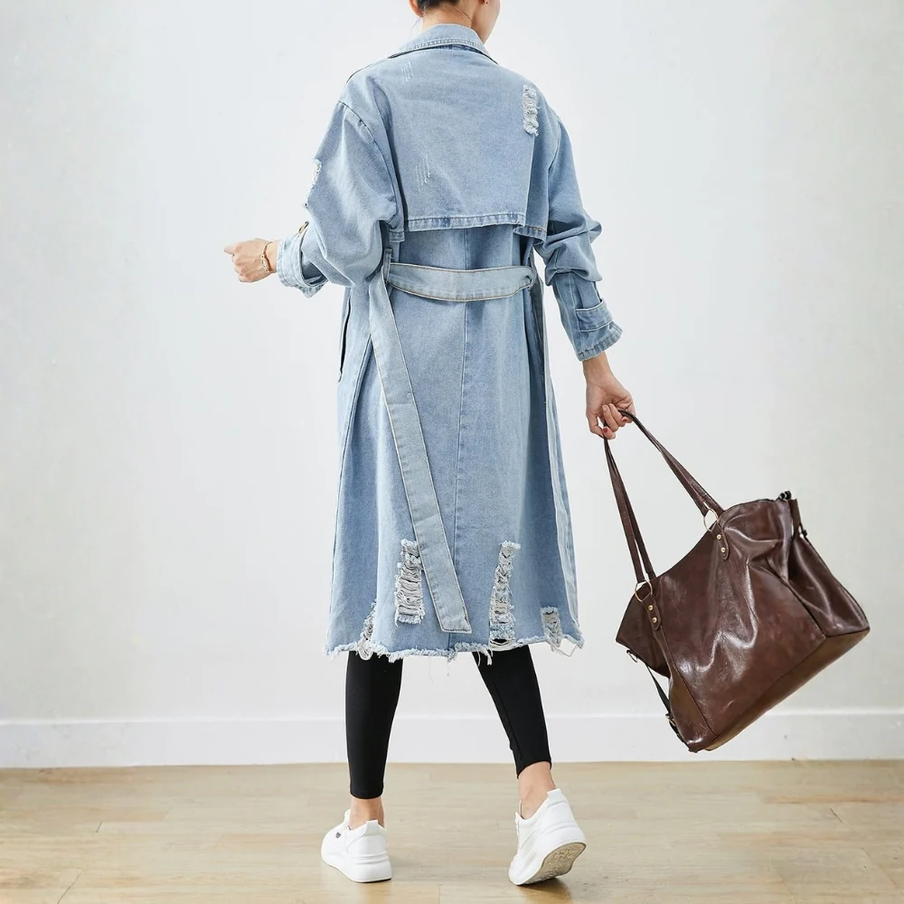 Harper – Long Sleeve Coat with Lapel Collar and Adjustable Belt - Image 4