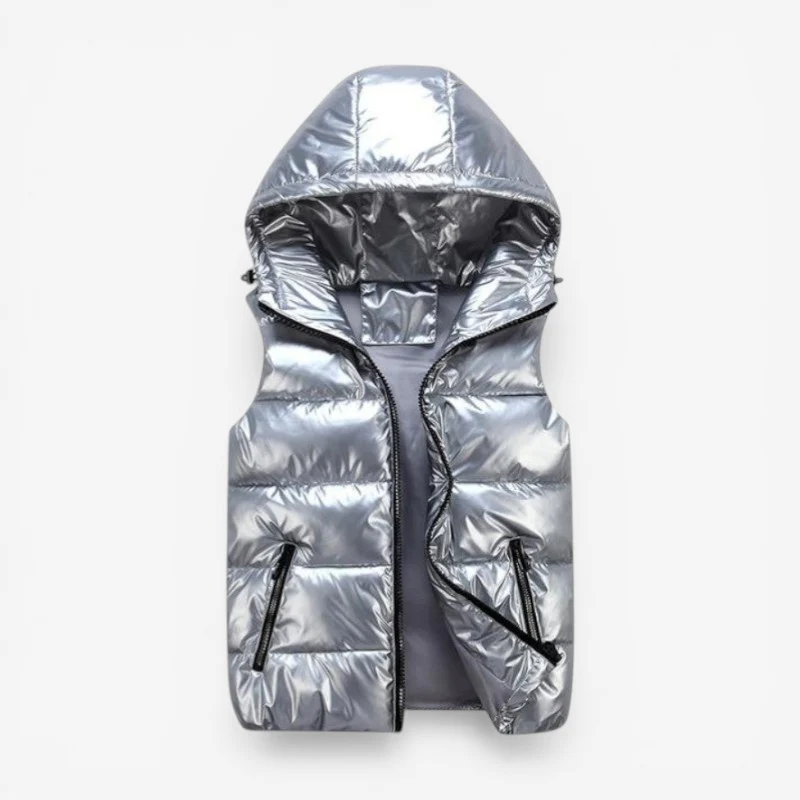 Harry - Sleeveless Padded Hooded Jacket With Zipper And Pockets