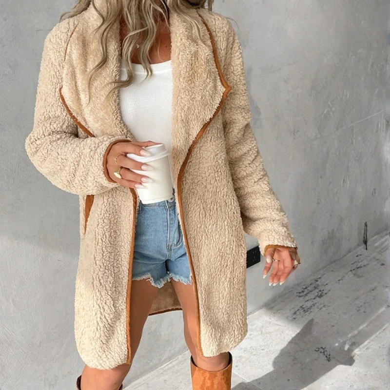 Isabella – Long Sleeve Coat with Down Collar Design - Image 2