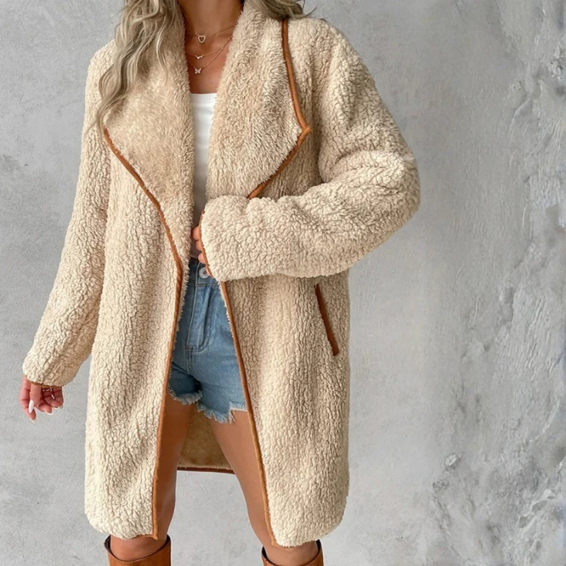 Isabella – Long Sleeve Coat with Down Collar Design - Image 4