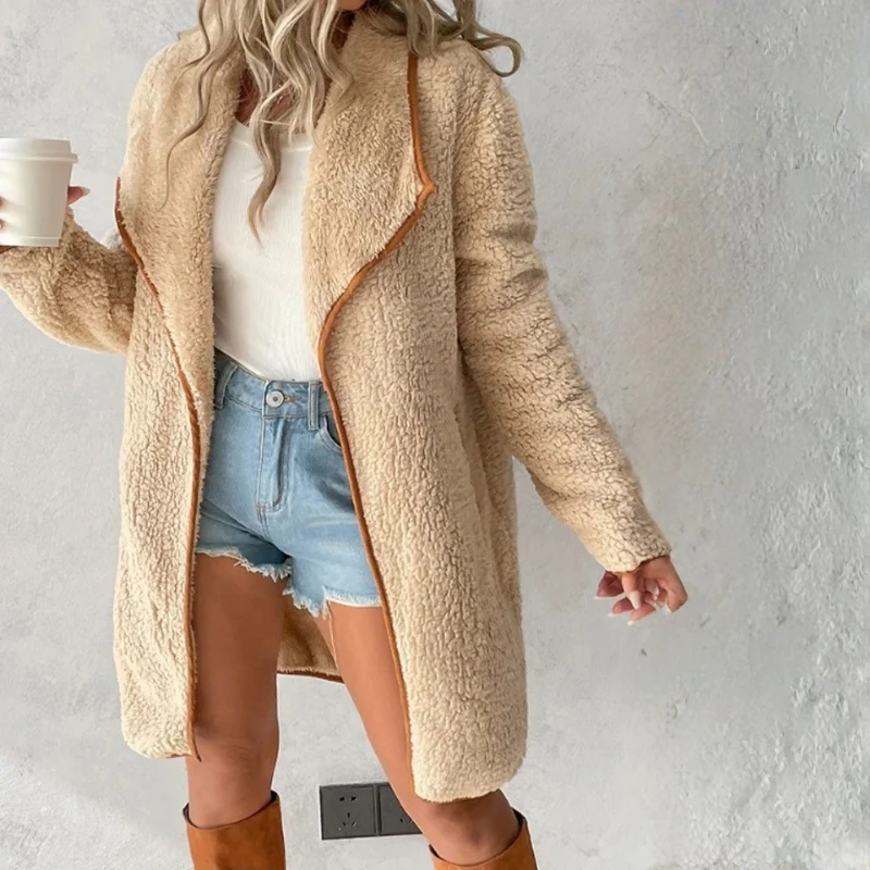 Isabella – Long Sleeve Coat with Down Collar Design - Image 5