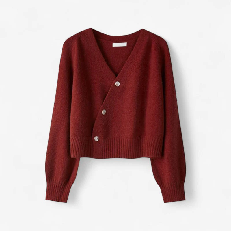 Isabella – Long Sleeve V-Neck Sweater with Ribbed Hem