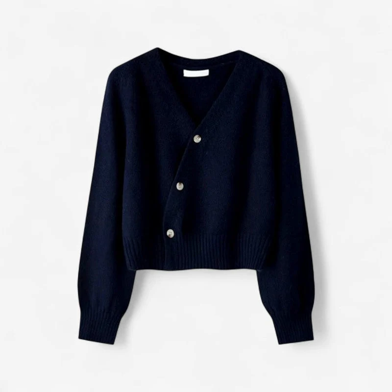Isabella – Long Sleeve V-Neck Sweater with Ribbed Hem - Image 2
